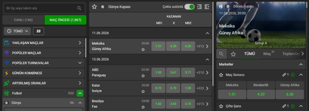 betticket bahis bölümleri